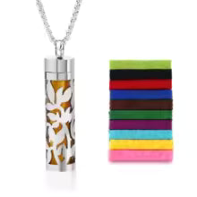 Stainless Steel Hollow Vertical Bar Air Freshener Perfume Oil Diffuser Locket Charm Jewelry Pendant Necklace For Women Men Teen