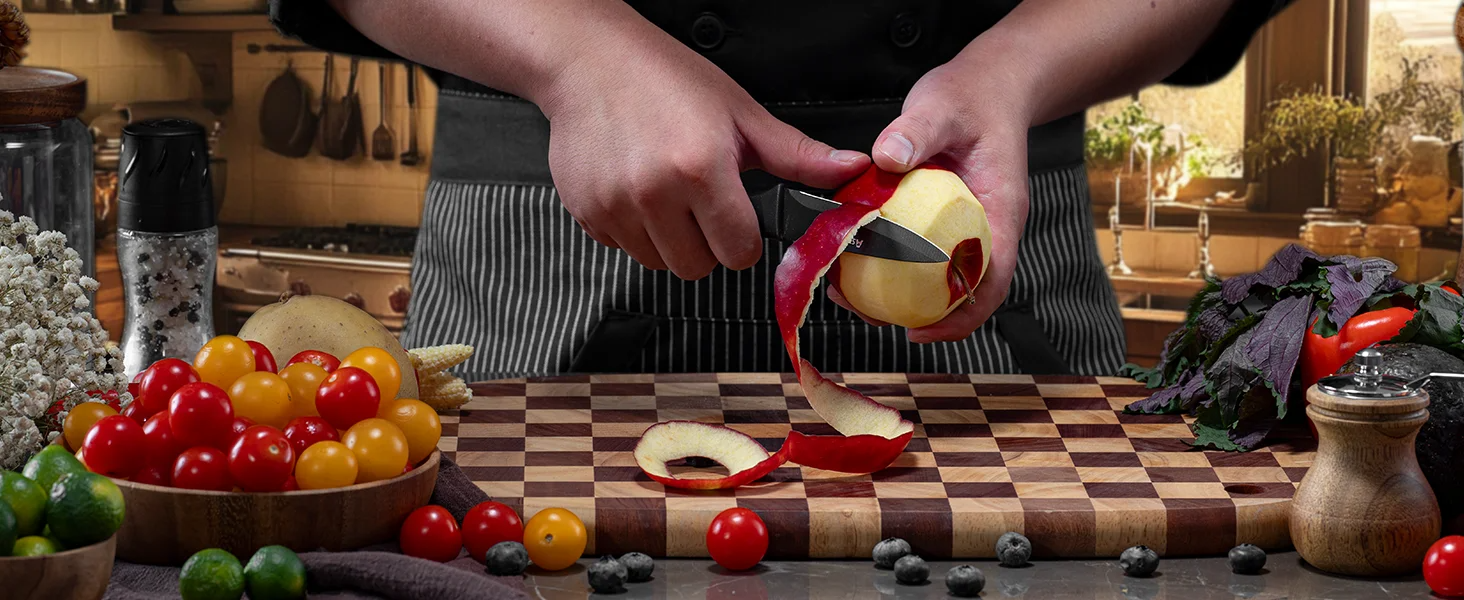 15PCS/ Astercook Knife Set with Sharpener Block - German Stainless Steel, Dishwasher Safe Kitchen Knife with Built-in Sharpener